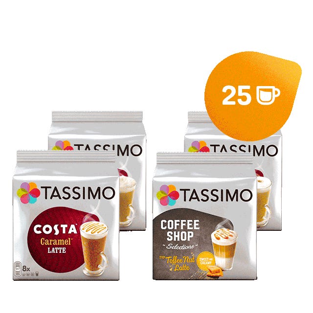 TASSIMO Costa Caramel Latte pods T DISCs for 8 Costa Caramel