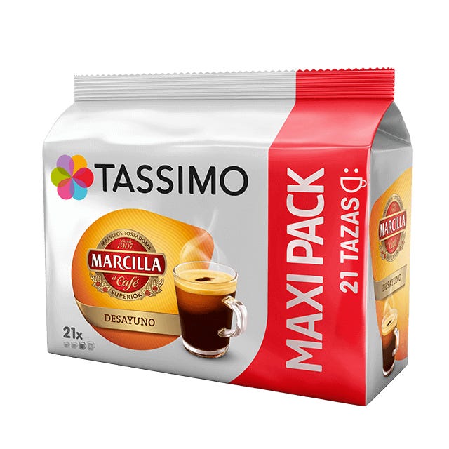 ▷ Chollo Pack x80 cápsulas de café Tassimo Marcilla Descafeinado por solo  18,80€ ¡A 0,23€ cada una!