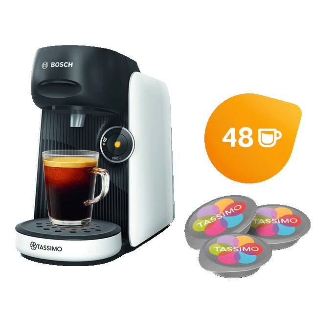 TASSIMO Finesse White with 5 Pack Variety drinks bundle 