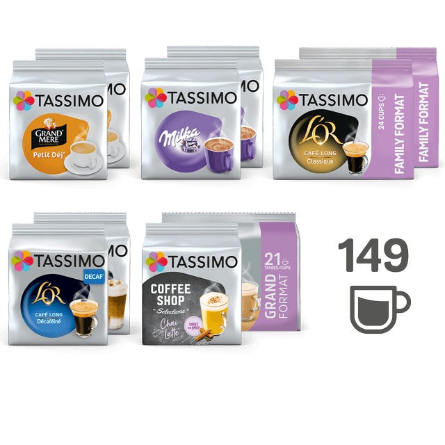 TASSIMO Pack Du Matin Au Soir - 7 Variétés - 10 Paquets  