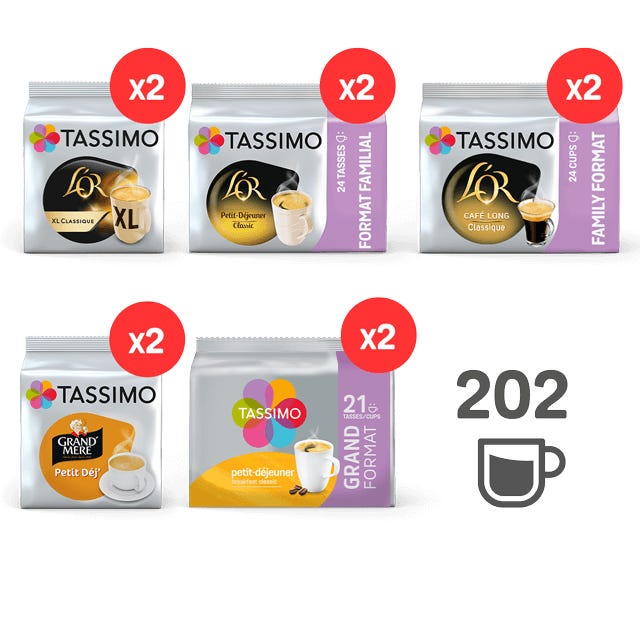 TASSIMO Sélection Petit-Dejeuner - 5 Variétés - 10 Paquets  