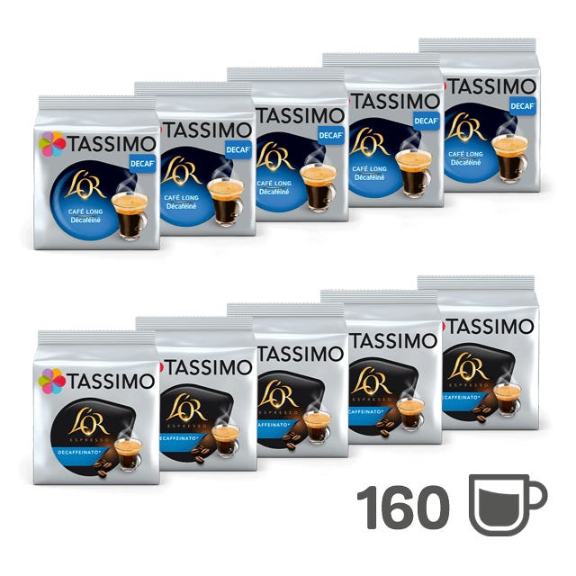 TASSIMO 5 Paquets Café Long Déca – 5 Paquets Espresso Déca  