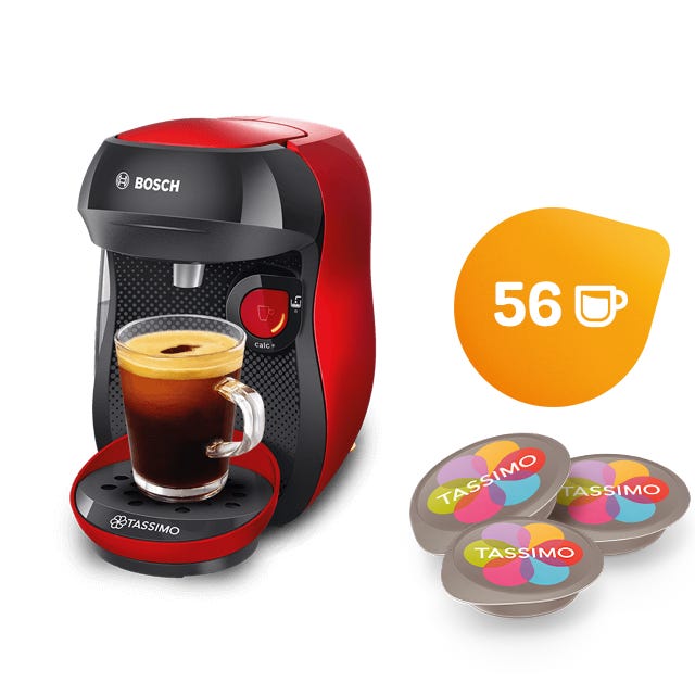 TASSIMO Happy Red Machine + Best Sellers 5 Pack Bundle 