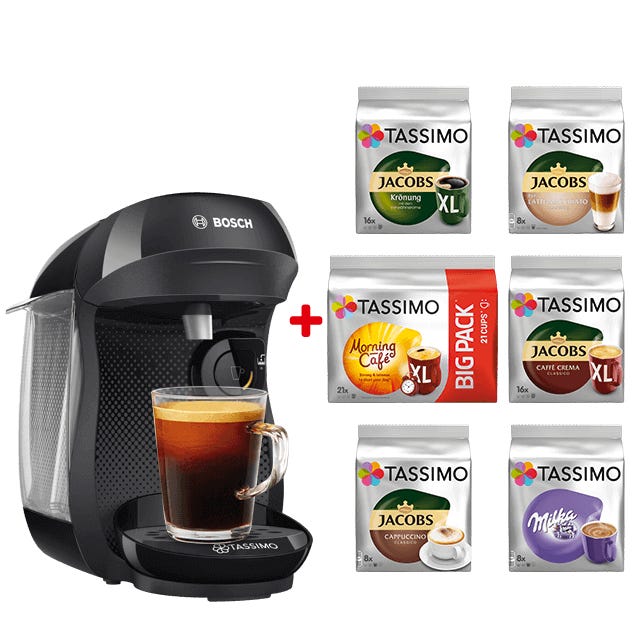 TASSIMO Happy schwarz + TASSIMO Starter Paket 