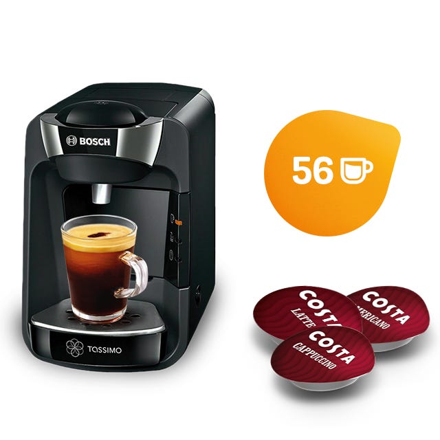 TASSIMO Suny Coffee Machine + Costa Coffee Capsule Selection, 56 Drinks 