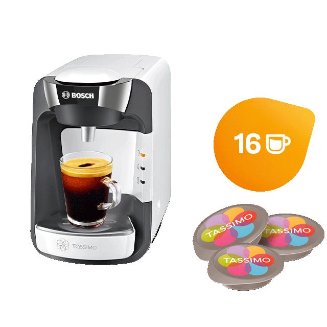 TASSIMO Suny weiß + Jacobs Caffè Crema Classico XL 
