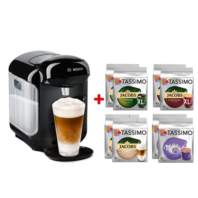 TASSIMO 8x Kaffeekapseln + Vivy 2 schwarz 