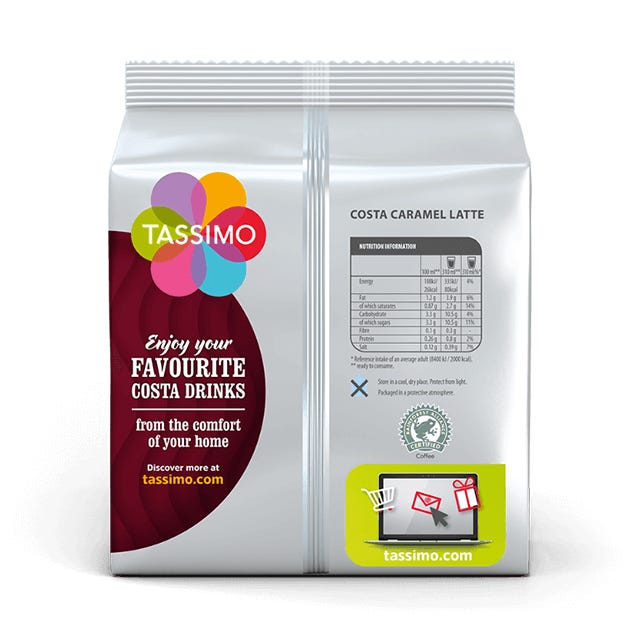 Tassimo costa caramel top latte