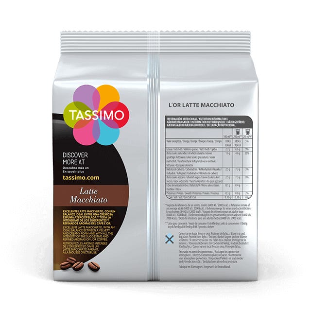 TASSIMO L'Or Café Latte Macchiato 5 paquetes de 8 unidades (Total 40  unidades) + Marcilla Café con Leche 5 paquetes de 16 cápsulas: Total 80  unidades : : Alimentación y bebidas