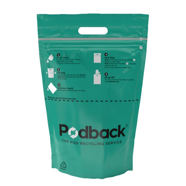 Podback Drop Off Plastic Pod Recycling Bag Recycle your TASSIMO