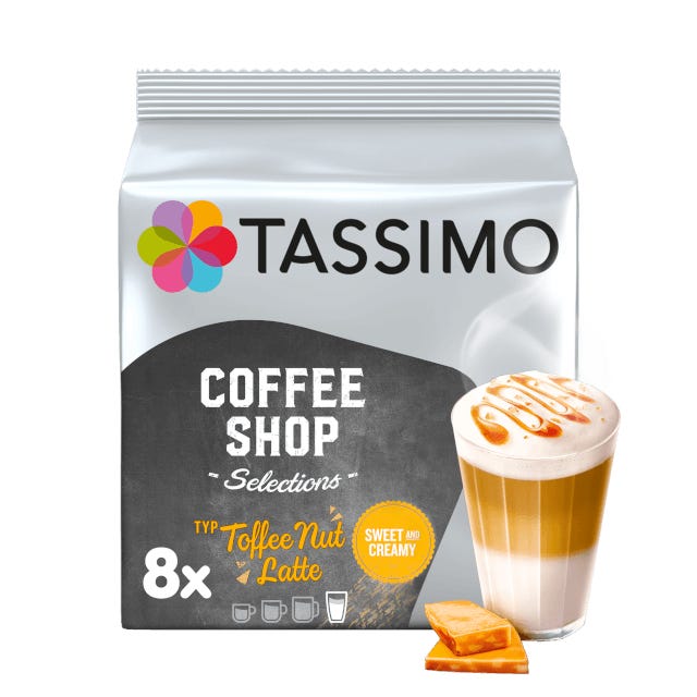 Coffee Shop Selections Toffee Nut Latte - 8 dosettes, TASSIMO